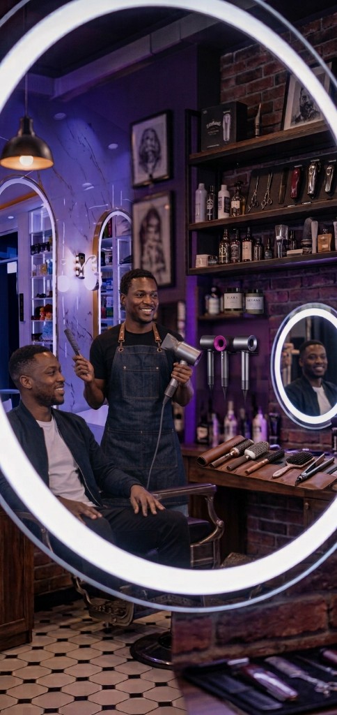 Salon owner reviewing the day's figures